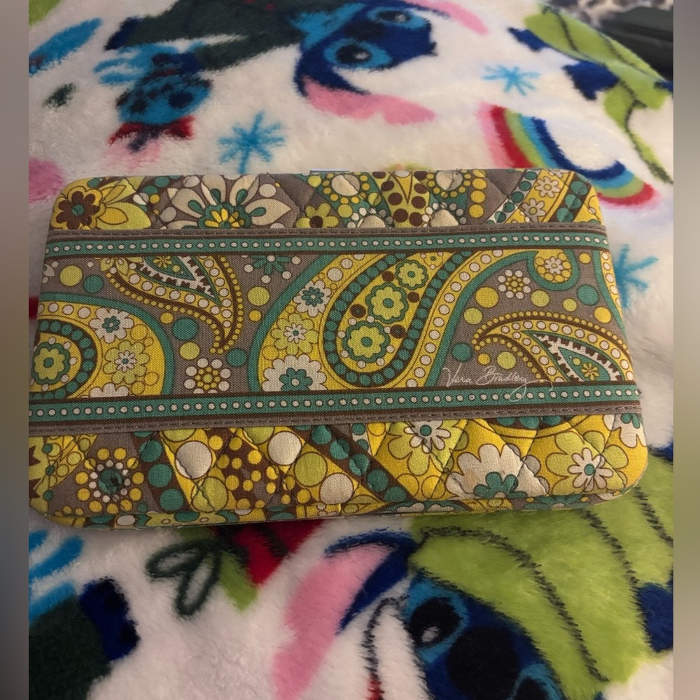Vera Bradley Lemon Parfait bi fold clutch wallet Push Clasp gray yellow